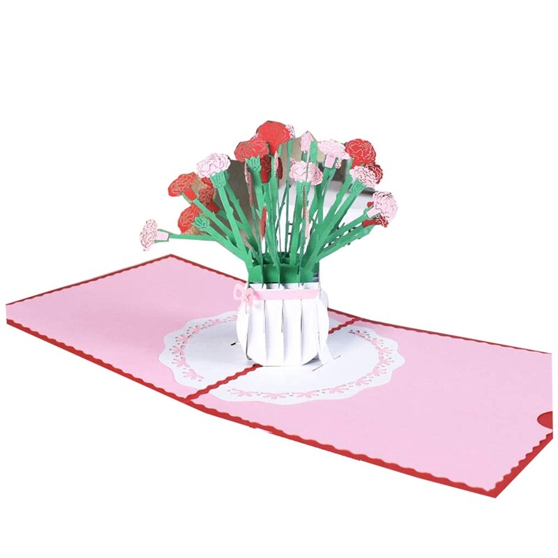 3D Carnation, -Up Flower Card, Mother'S Day Greeting Cards, Anniversary, Birthday, Love, Thanksgiving Day: Default Title
