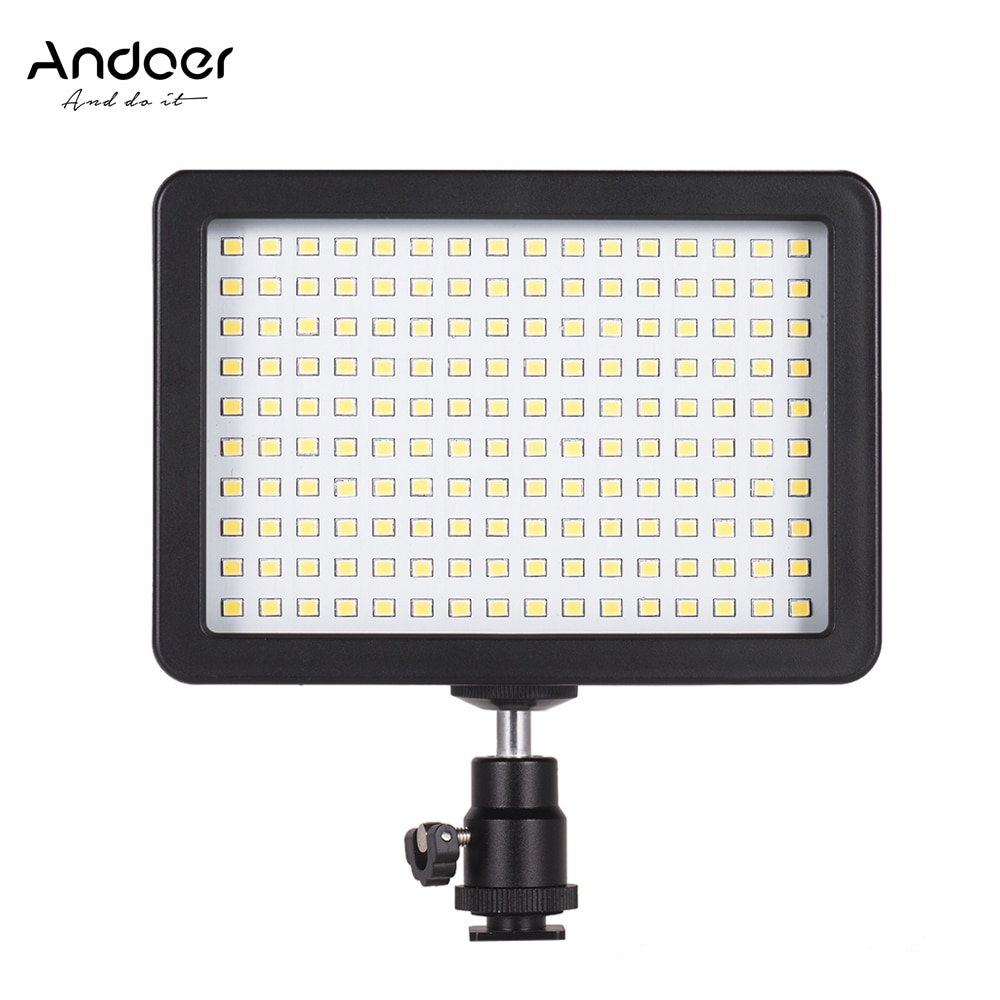 Andoer-Luz LED 5600K para fotografía, lámpara de cámara brillante, 3 filtros para vídeo, para Canon, Nikon, Pentax, Sony, Olympus, DSLR
