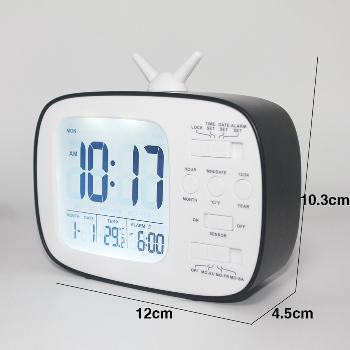 LCD Digital Desk Alarm Clock Bedroom Bedside Snooze Wake Up Light Digital Clock Thermometer