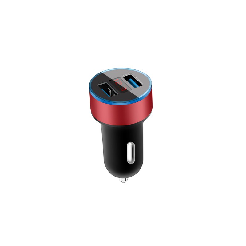 Chargeur double USB 3.1A pour voiture, 2 Ports, écran LCD, allume-cigare, pour iphone, samsung, xiaomi, huawei, etc.: Red