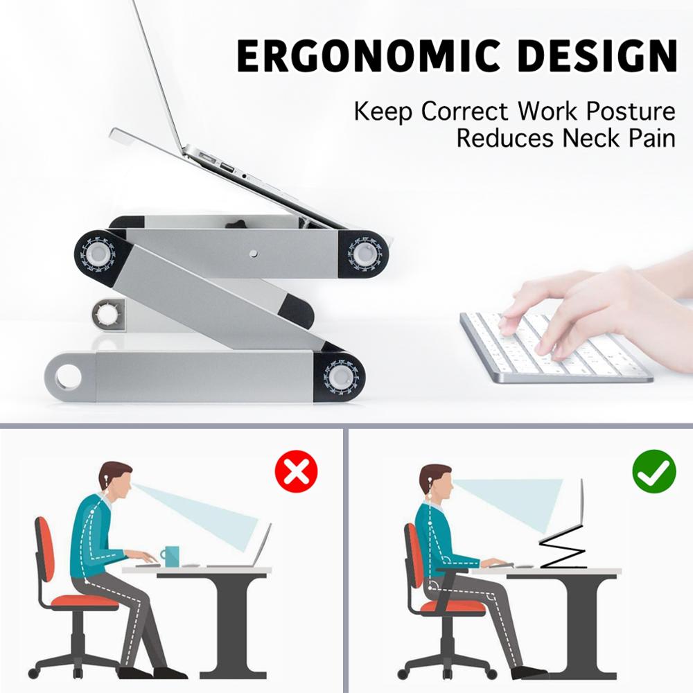 Magisk bærbar skrivebord med musemåtte opgradering ergonomisk bærbar sengebakke pc bordstativ notebook sofa bordstativ med køleventilator