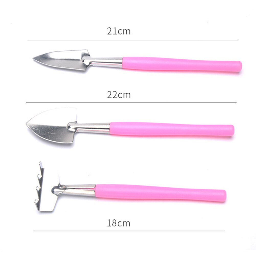 Flowers Potted Plant Garden Tools Potted Plants Gardening Tools Wood Handle Stainless Steel Shovel Rake Spade Set: Pink