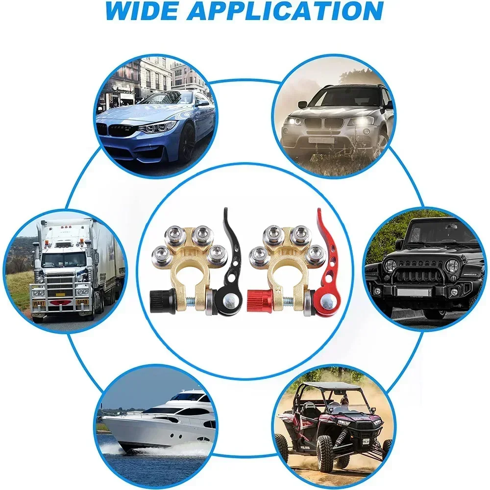 Battery terminal connectors - for cars, trucks SAE/JIS A-post compliant - aluminium, brass, stainless steel construction
