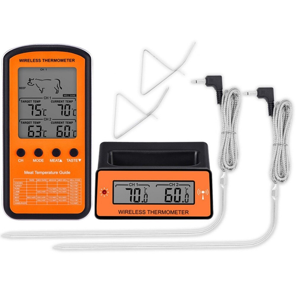 Draadloze Afstandsbediening Dual Probe Digitale Koken Vlees Voedsel Oven Thermometer Voor Grillen Roker Bbq