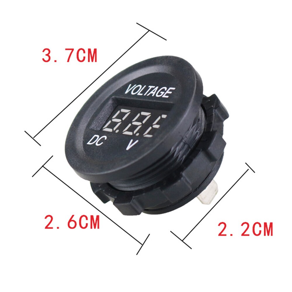 DC 5-48V Car Motorcycle Voltmeter Mini Digital Waterproof LED Panel Tester Display Round Volt Meter Gauge