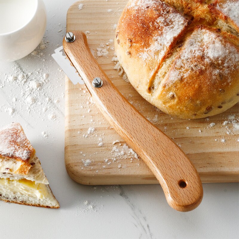 1Set Keuken Benodigdheden 2 Kleuren Multipurpose Voor Baguette Snijden Westerse Stijl Beuken Handvat Brood Snijden Messen Gebogen Mes