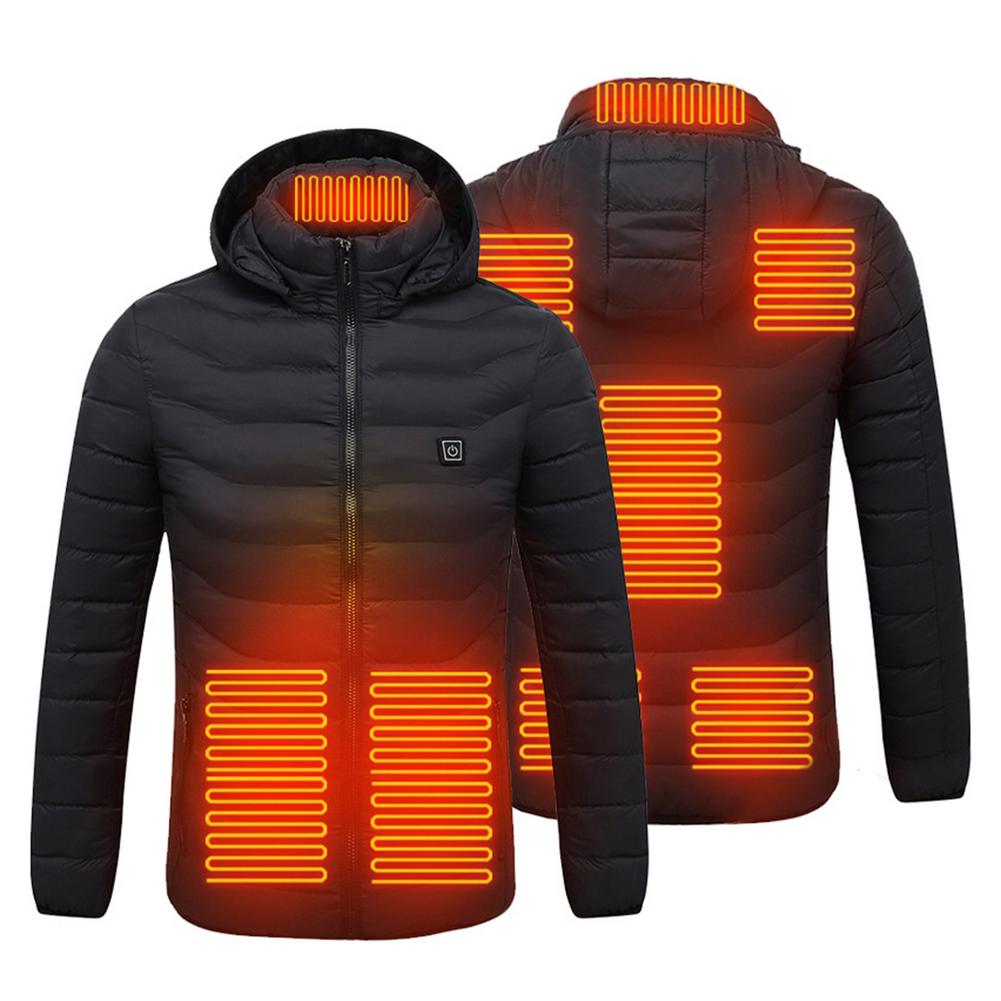 Chaqueta de calefacción eléctrica por USB para invierno, abrigo de calefacción inteligente de 8 zonas, impermeable, 3 niveles de temperatura, calefacción por infrarrojos