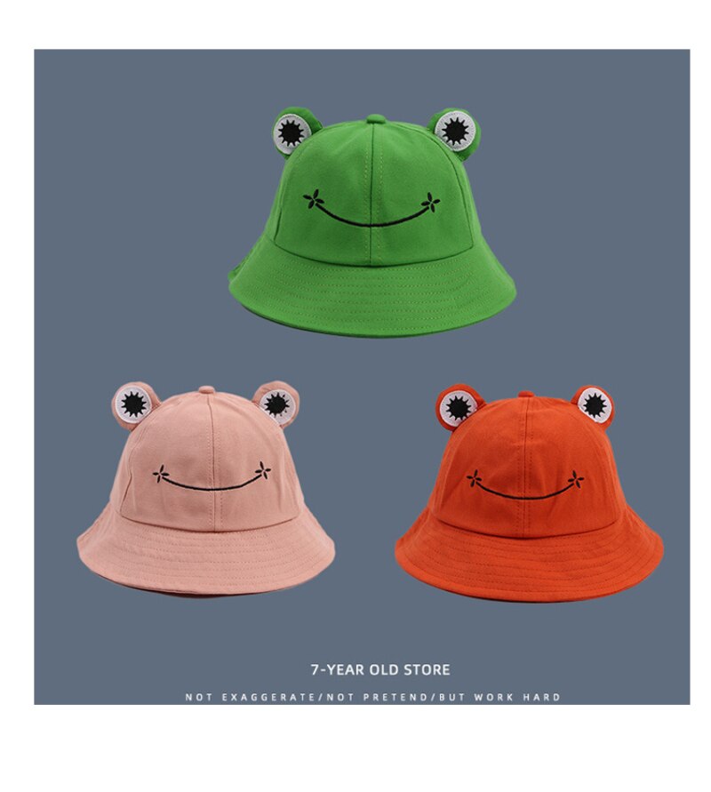 Adult Women Children Sunscreen Summer Outdoor Hat Cute Frog Letter fisherman hat Women Cover Fisherman Cap Hat