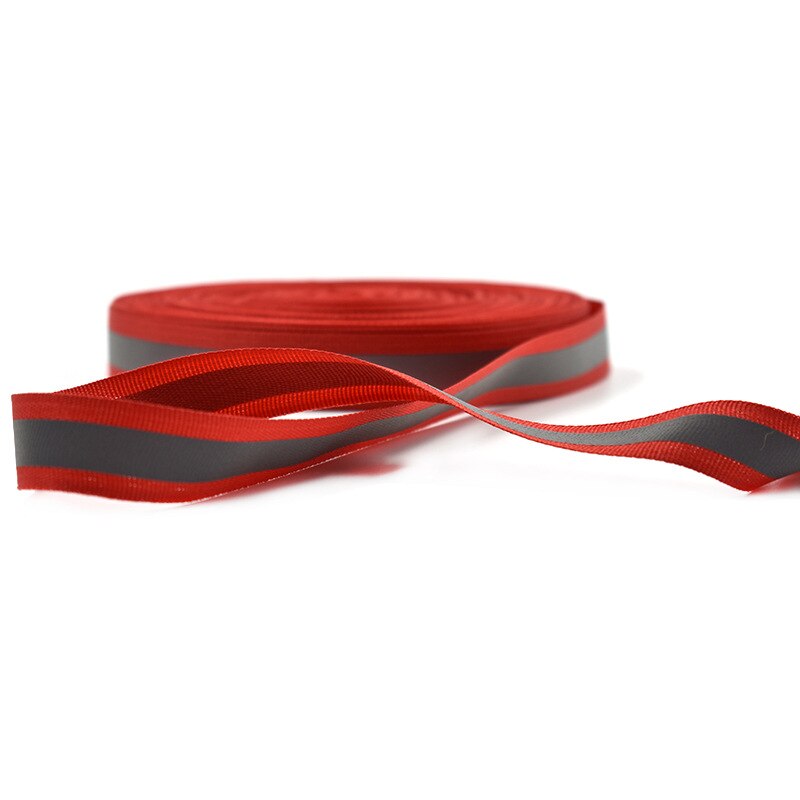1 meter Reflecterende Singels Lint Weven Piping Kranen Stof Tape Waarschuwing met heldere reflecterende film 2*1cm Breed: Red 1m
