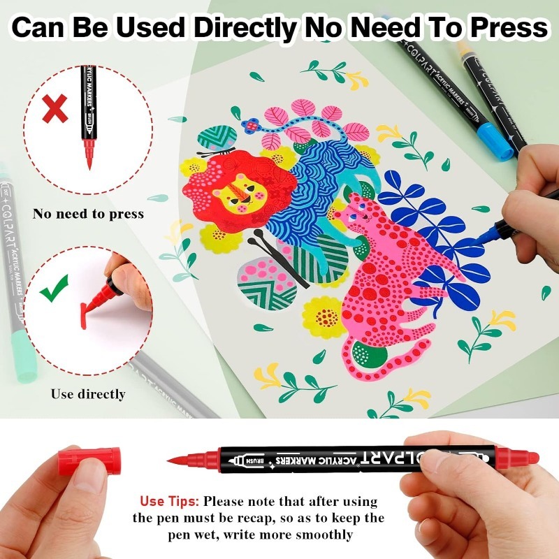 Marqueur acrylique Gouache à Double extrémité 12/24/36 couleurs, pigment étanche, marqueur Graffiti pour bricolage, fournitures de bureau et scolaires