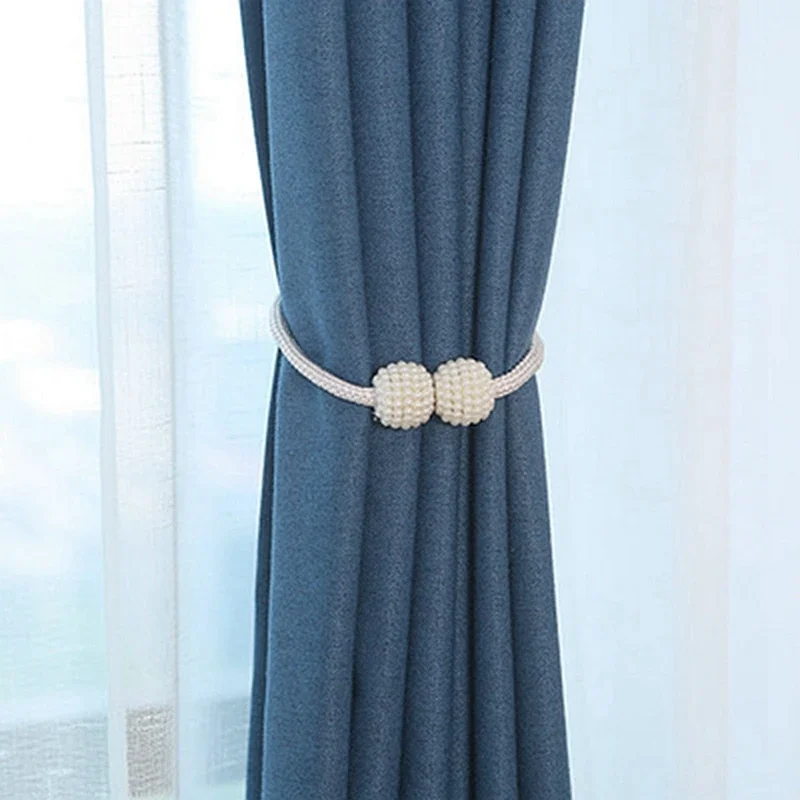Abrazaderas magnéticas para cortinas, soporte con pompón, Clips magnéticos para colgar bolas, accesorios de decoración del hogar, 1 unidad: Blanco