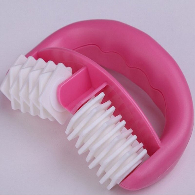 Plastic handle roller massager hand two-wheel round shank massager full body massager Factory Direct