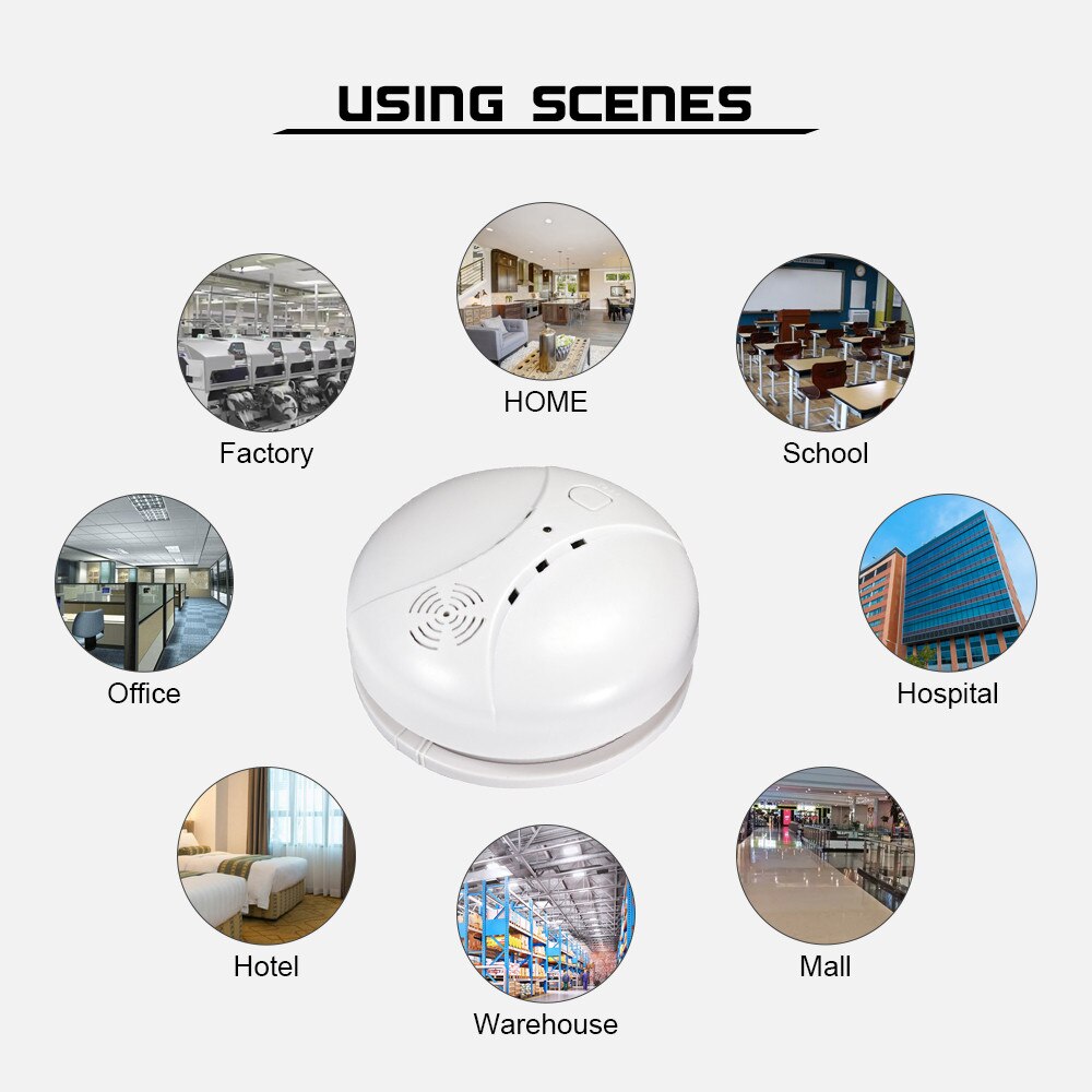 433MHZ High Quatity Wireless Fire Alarm Sensor Fire Protection Smoke Detector for Indoor Kitchen Home Alarm Security System
