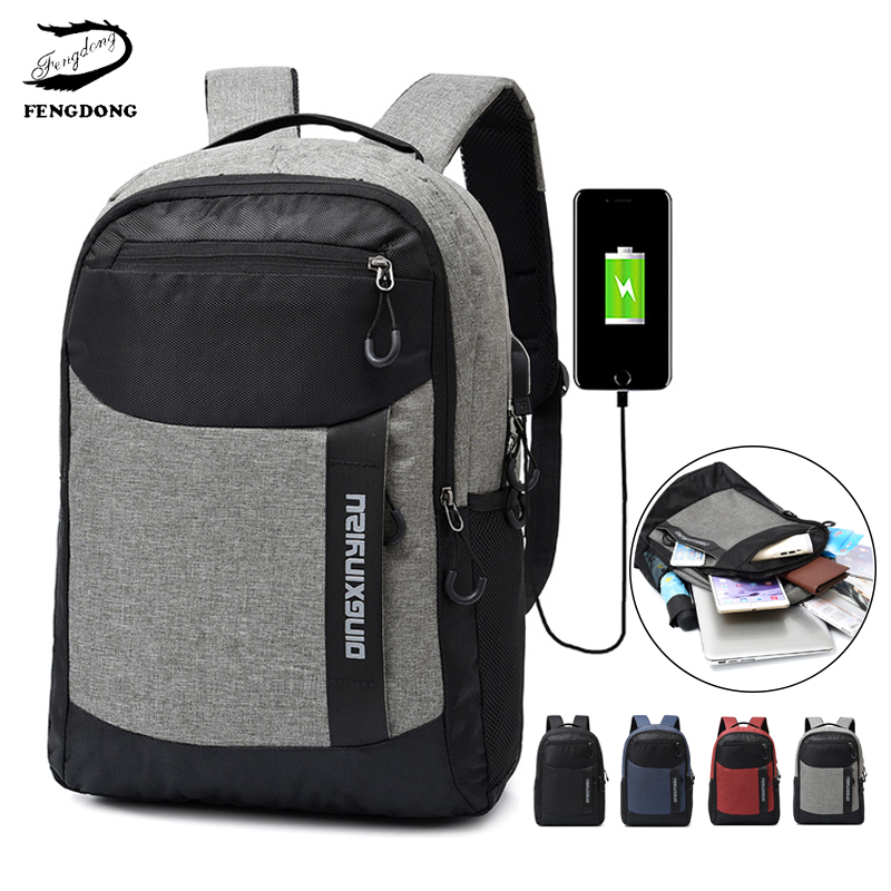 Fengdong mochila impermeable antirrobo 15 pulgadas mochilas para ordenador portátil mochila de viaje mochilas escolares para estudiantes adolescentes niños