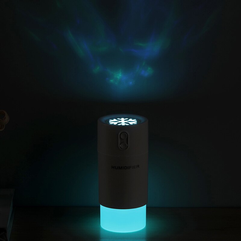 3 in 1 Snowflake Humidifier Mini Ultrasonic Car Fogger Led Night Light USB Fan Essential Oil Aroma Diffuser Air freshener