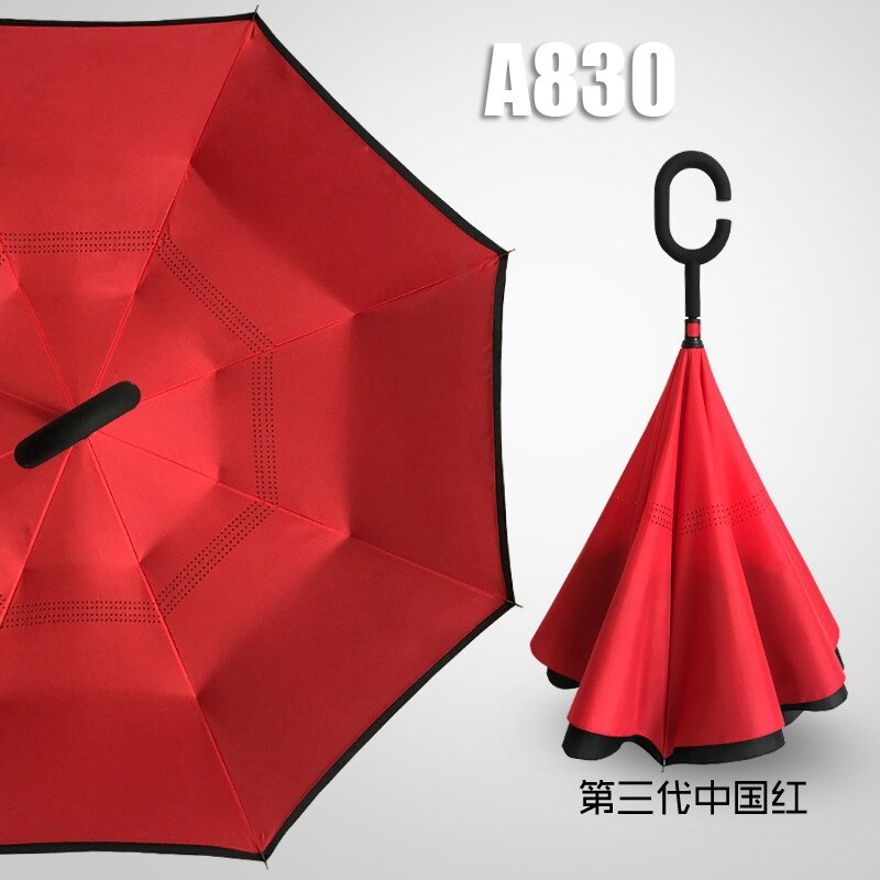 Windproof Reverse Umbrella Folding Double Layer Inverted Chuva Umbrellas Self Stand Inside Out Door Umbrella Hands free parasol: Umbrella A830
