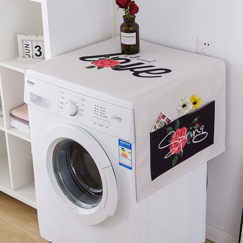 Dust Cover Washing machine Cotton linen Refrigerator leaves palm Japanese modern wave cover