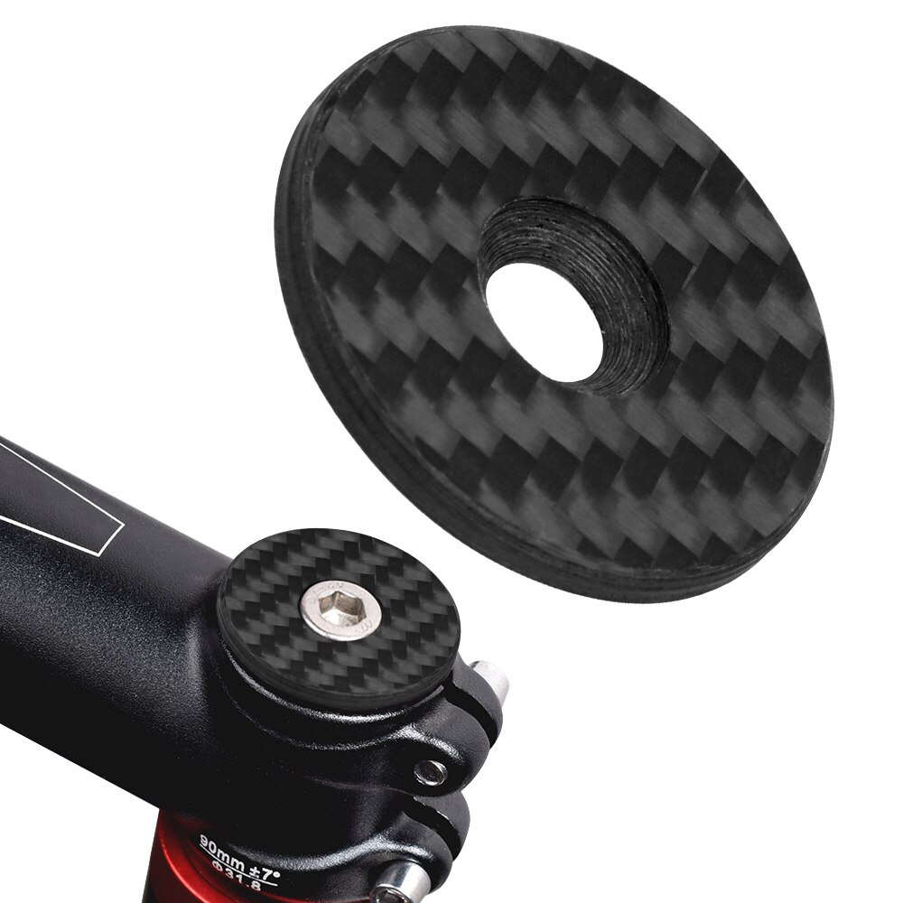 Carbon cykelstamme top cap alle let med skrue til styret gaffelrør headset cap cover carbon cap til cykel: Mat sort