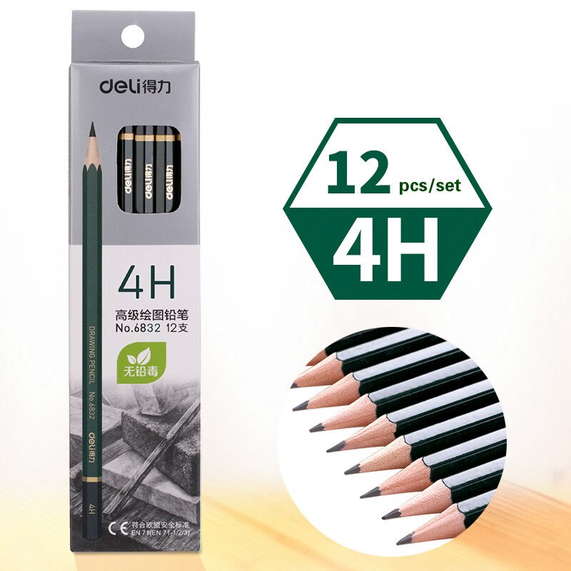 DELI Sketch Pencils Wooden Lead Pencils Art Examination Special Drawing Pencils Pens Pencils and Writing Supplies: 4H