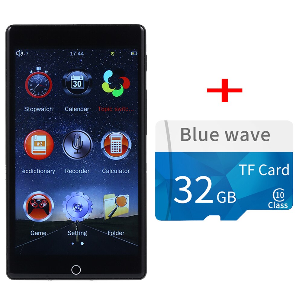 RUIZU H1 8GB MP3 Player 4 inches Full Touch Screen BT5.0 Portable Digital Music Player FM Radio Receiver Recording with Mic: Add 32G TF Card