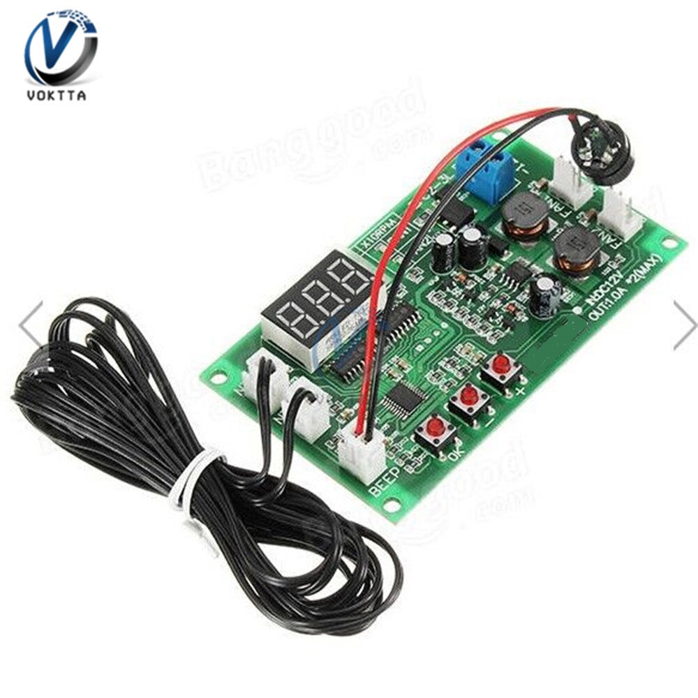 DC 12V Single/Dual Way Speed Controller Temperature Control Governor 3/4 Wire PWM Fan Temperature Control Speed Controller: 3 Wire Dual Way