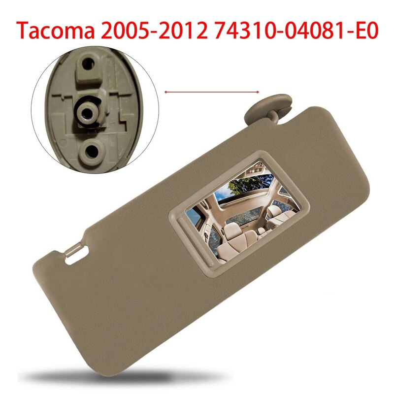 Passenger Right Side Windshield Sun Visor Replacement Beige for Toyota Tacoma 2005 74310-04081-E0