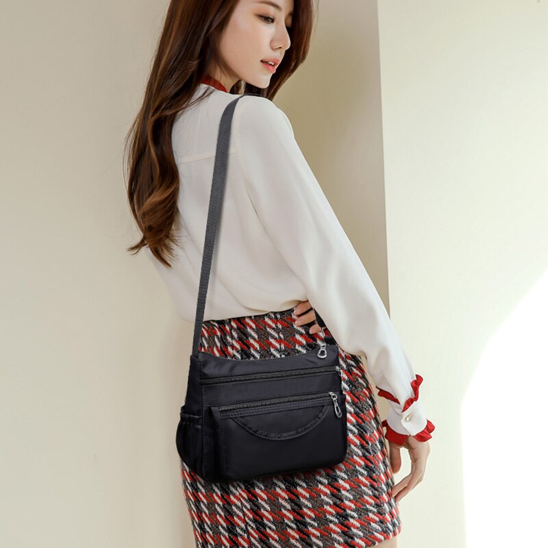 Women Messenger Bag Lady High Capacity Shoulder Crossbody Bag Female Casual Zipper Oxford Cloth Canvas Handbag Shopping Purse