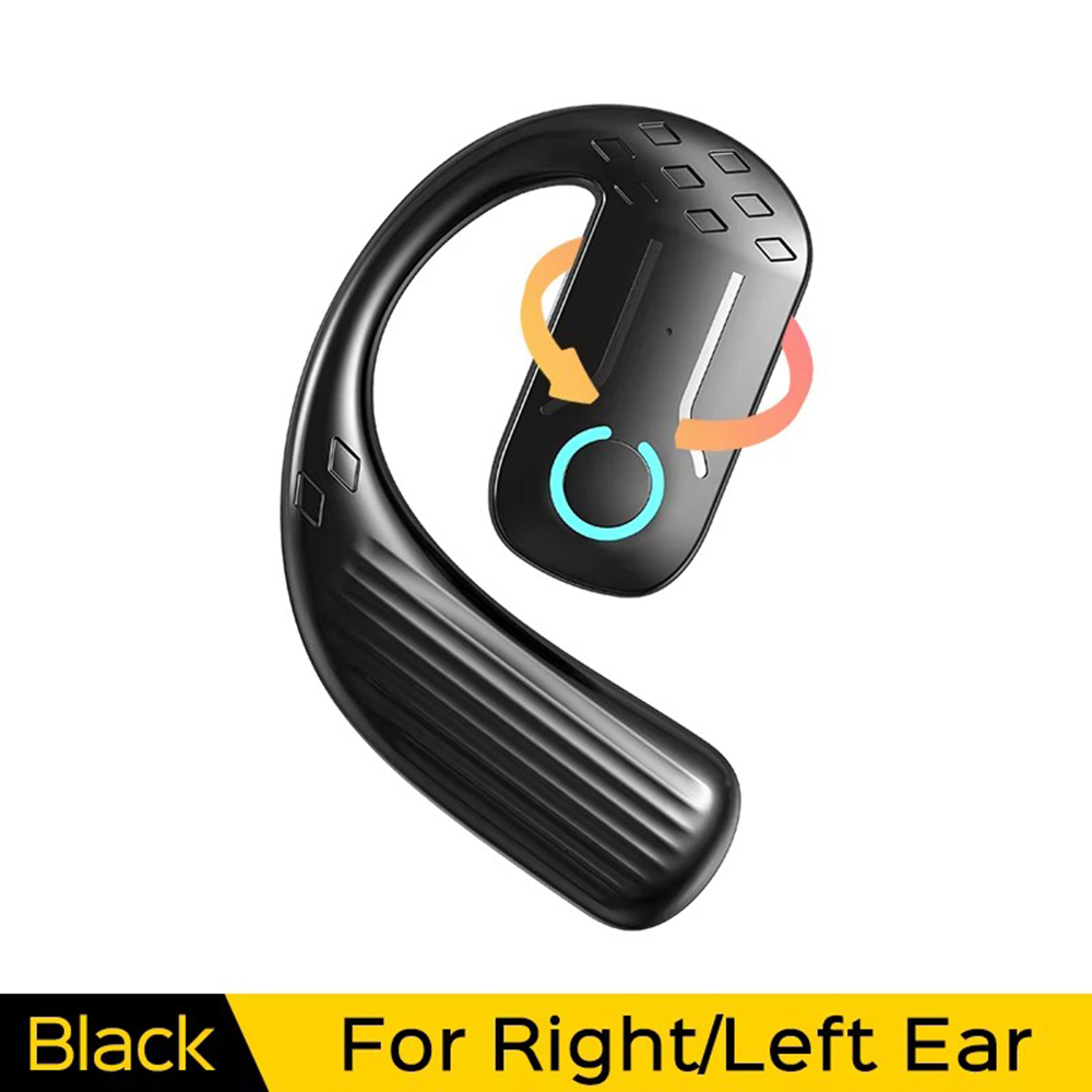 Open Wireless Bluetooth Earphones 180 Rotatable Adjustable Left and Right Ear Earphones Touch control for Driving Sport: black