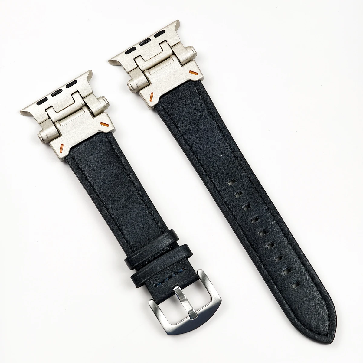 Lederen band voor Apple Watch Ultra 2 Band 49 mm 3 2 1 42 mm Armband voor Iwatch Series 10 46 mm 9 8 7 6 SE 5 44 mm 45 mm horlogeband: zwart grijs / 16mm