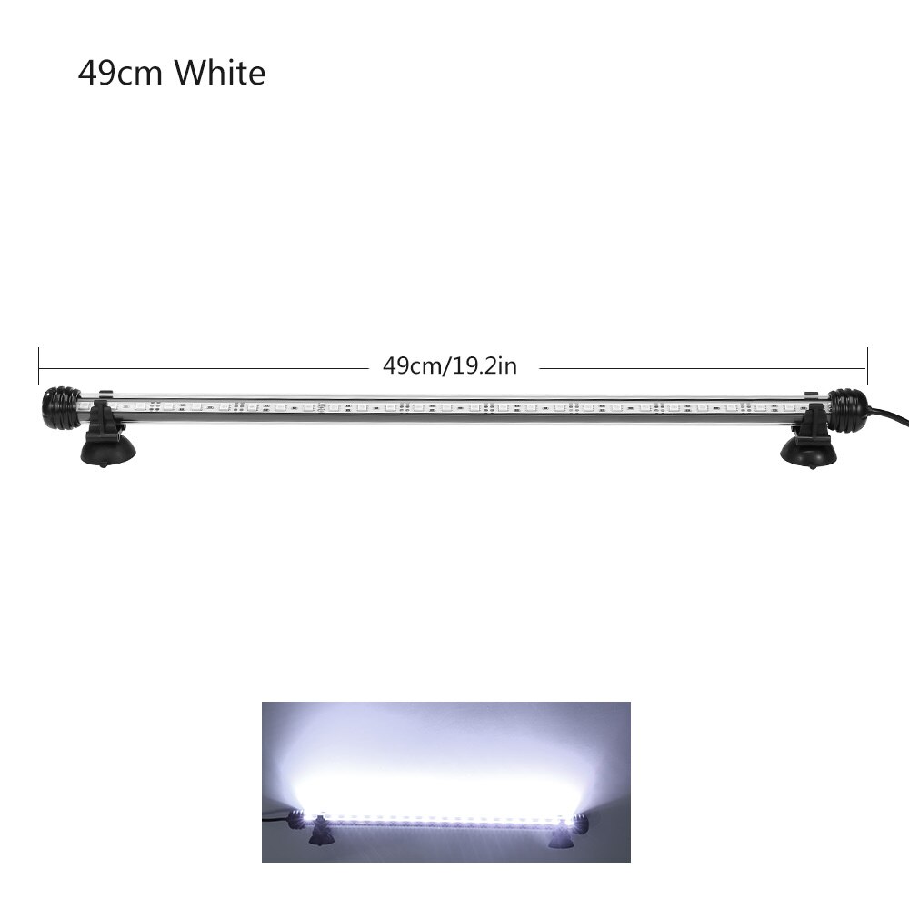 LED Aquarium Fish Tank Light Waterproof Bubble Pump Bar Light 19/29/39/49CM Underwater Aquarium Lamp Aquariums Decor Lighting EU: White 49cm