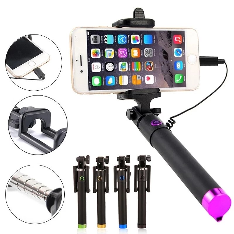 Perche à Selfie filaire et pratique, pour iPhone 13 12 11 Pro Max Mini SE2020 XS XR X 8 7 Plus
