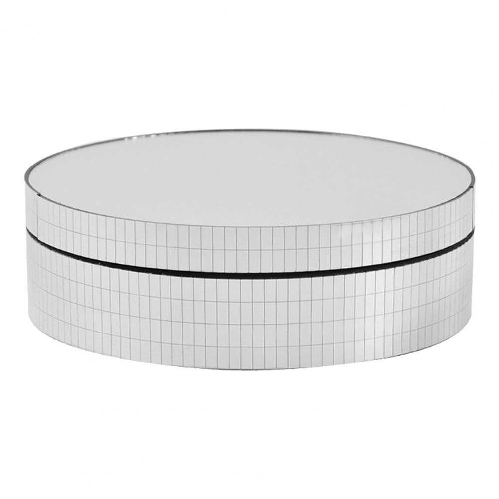 Convenient Rotating Turntable Mirror Surface Low Noise 12cm Round Mirror Electric Turntable: Silver