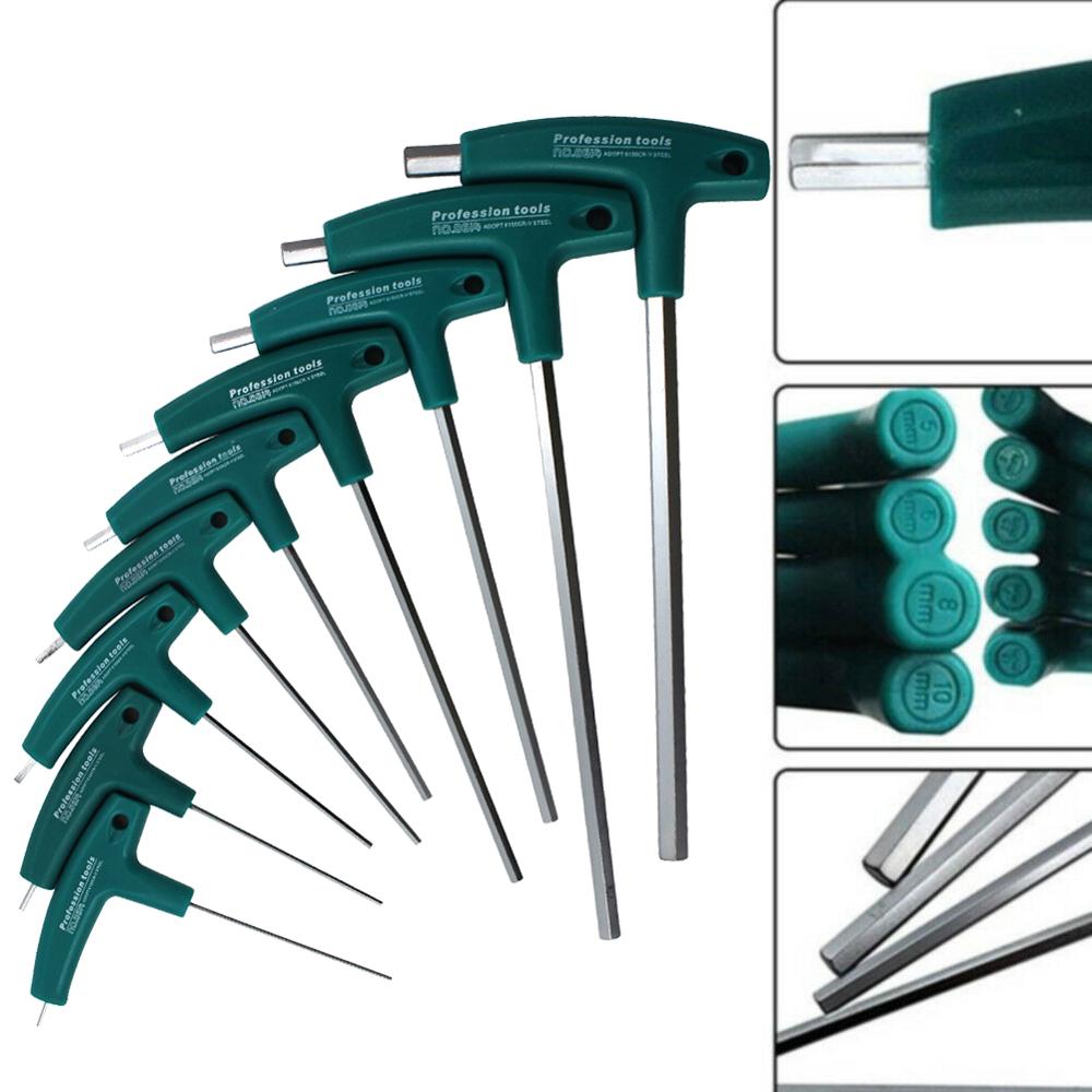 T-Handvat Hex Inbussleutel Schroeven Schroevendraaier Driver Gereedschap 1.5 Mm-10 Mm Sleutels 20DC06