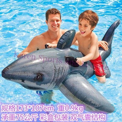 Cartoon Swim Floats Rafts Bed Air Mattress Floating Row Inflatable Pool Buoy Summer Swimming Water Boat Floating Row Kickboard: Shark