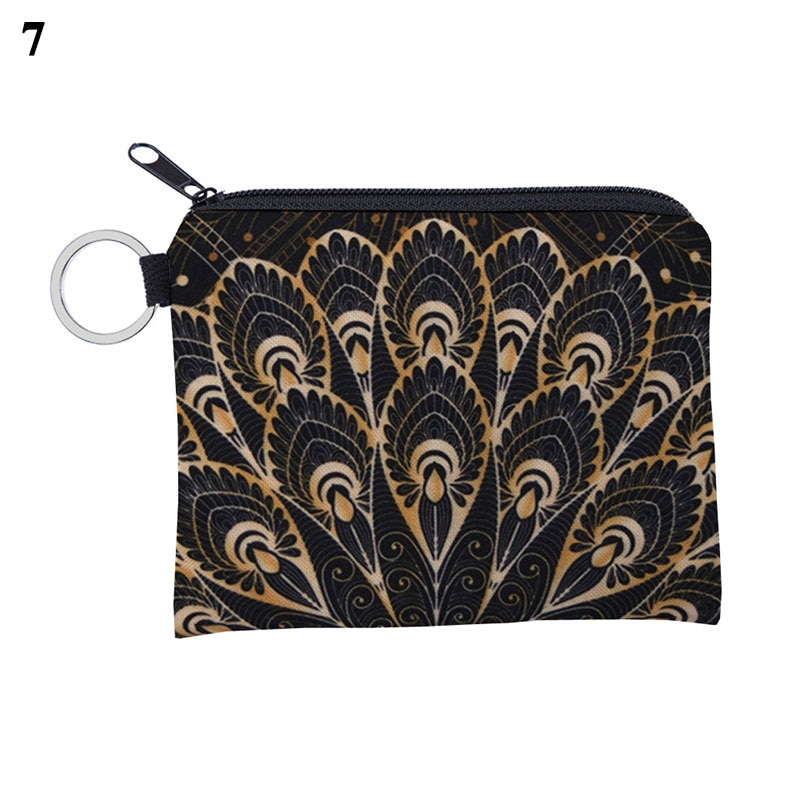 Mini Waterproof Purse Card Holder Wallet Portable Card Bag Multicolor Storage Pouch Key Case Coin Bags Mandala Pattern Pouch: 7