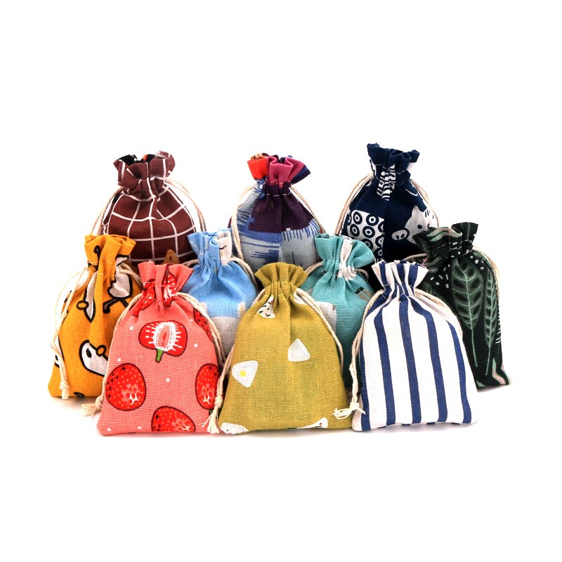 5 sztuk/partia kolorowe wzory pościel torby bawełniane 10x14cm Wedding Favor cukierki bransoletka biżuteria torby do pakowania muślinu torba na prezent woreczki
