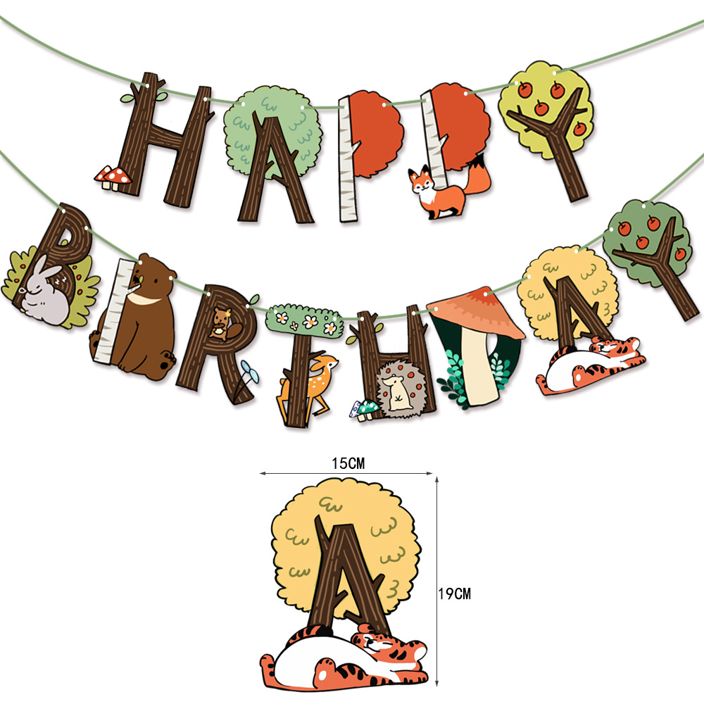 Jungle Safari Cupcake Topper Happy Birthday Banner Animal Cake Flags For Birthday Party Decorations Kids Boy Favors Supplies: plum