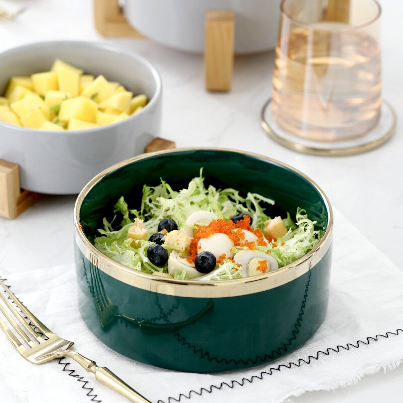 Japanische Keramik Smaragd Salat Schssel mit Bamb...  Grandado