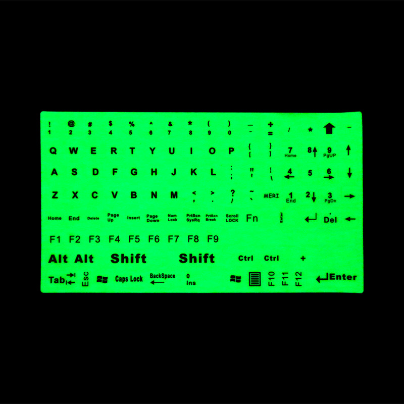 SR Luminous 4 Fonts English 107 68 47 Keys Keyboard Cover Sticker Skins Film Glow in Dark Capital Letters Laptop Accessories: 107 Key Normal Font