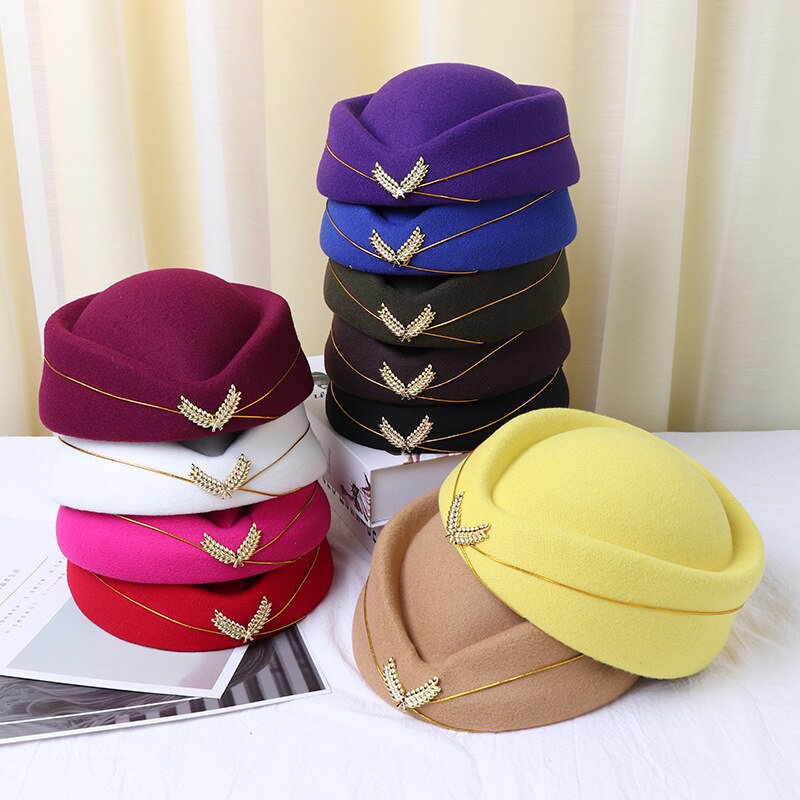 Huopa lentoemäntä hattu juhla cosplay villa lentoemännät baretti hatut lentoyhtiö seksikäs muodollinen univormu lippalakit asuste