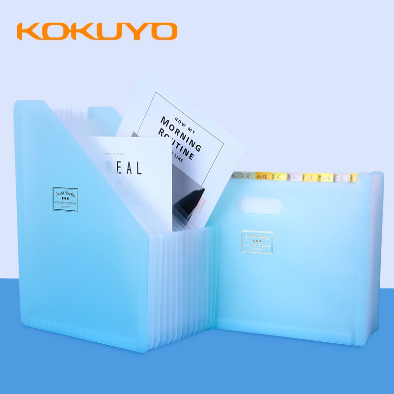 Kokuyo pastel cookie dokumentfil orgeltaske 13 lommer  a4 bærbar mappe transparent omslag sammenflettet informationshæfte