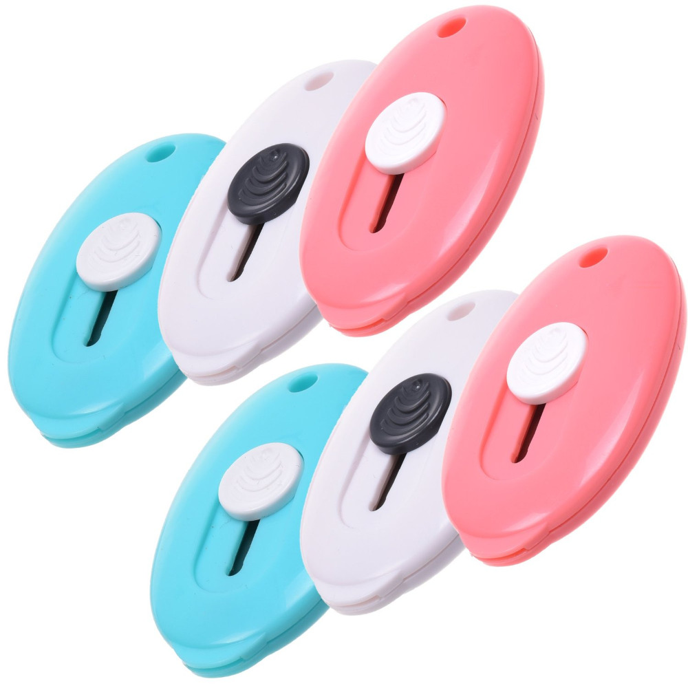 Pack of 6 Mini Retractable Utility Knife Box Cutter Letter Opener, Random Color
