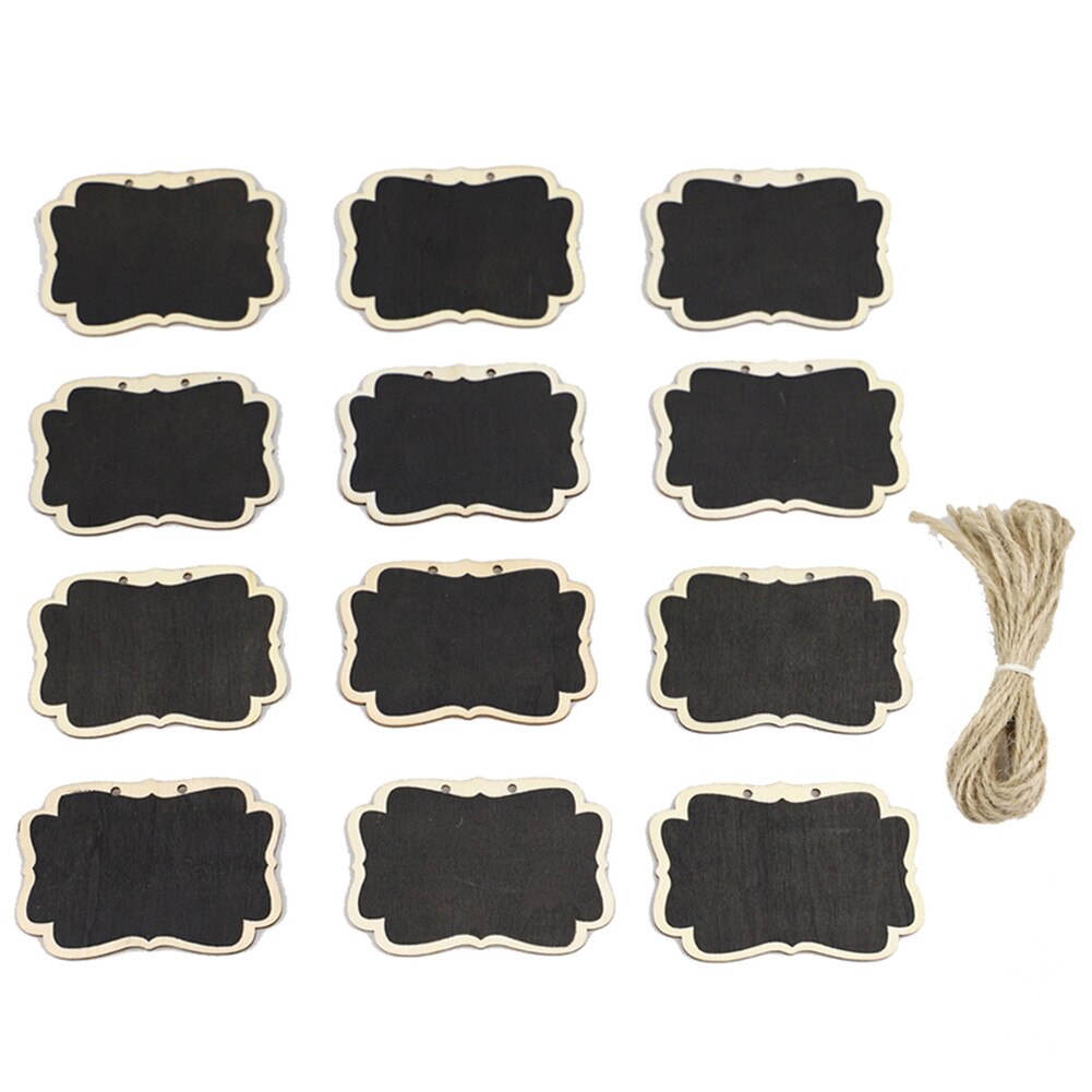 12 stk / sæt mini rektangel træ tavle tavle dobbelt side opslagstavle