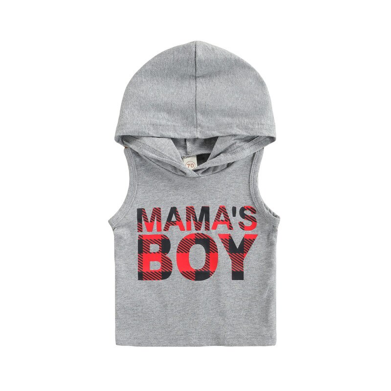 T-shirt «Mama» pour garçon, vêtement pour bébé, sans manches, à la , été,: GRIS / 12 18Months