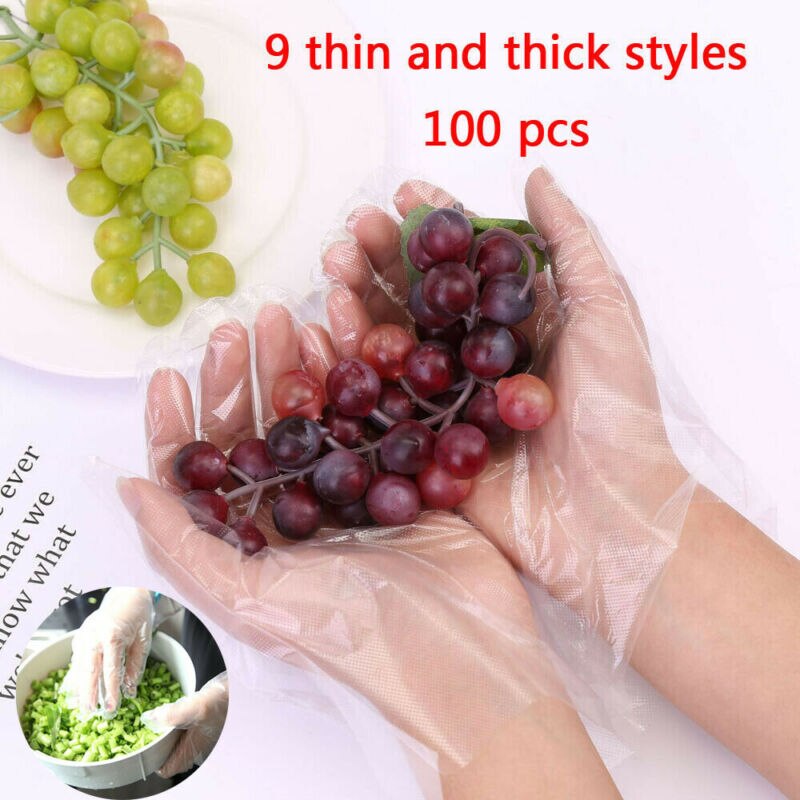 100pcs Disposable Plastic Protection Glove Kitchen Cooking Cleaning Food Prep