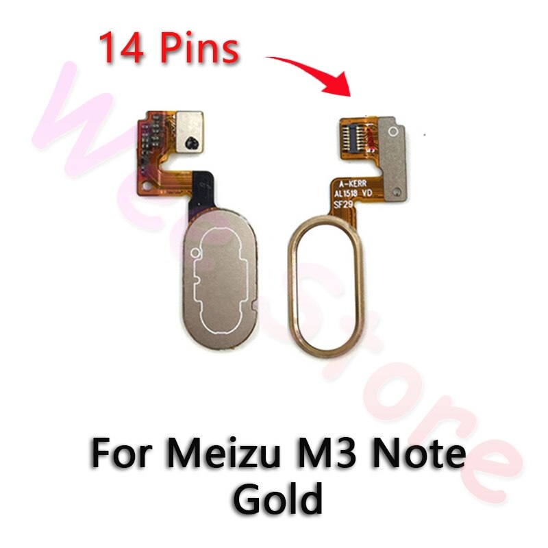 Voltar para casa botão sensor de impressão digital cabo flexível para meizu m3 nota m3s original peças reparo do telefone: M3 Note Gold