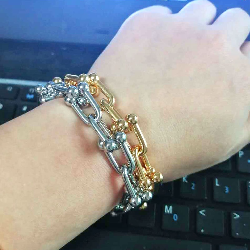 Populär japansk man kvinna manschett överarm armband fet affär rostfritt stål kedja armband high-end smycken