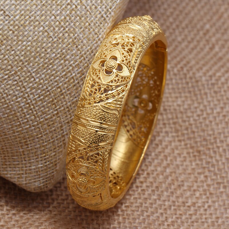24k Selling Gold Bangle for Women Gold Dubai Bride Wedding Ethiopian Bracelet Africa Bangle Arabic Jewelry Gold Charm Bracelet