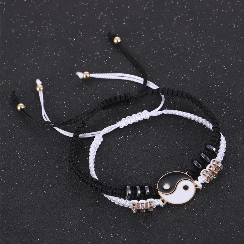 1 Pc par pulsera Retro chino Tai Chi chismes desterrar mala suerte mano cuerda tejida BFF mejor amigo joyería de amistad