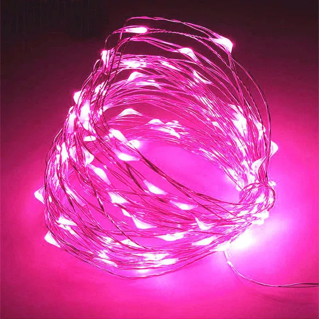 10/20/30M USB LED String Lights Copper Silver Wire Garland Light Waterproof Fairy Lights For Christmas Wedding Party Decoration: Pink / 350W